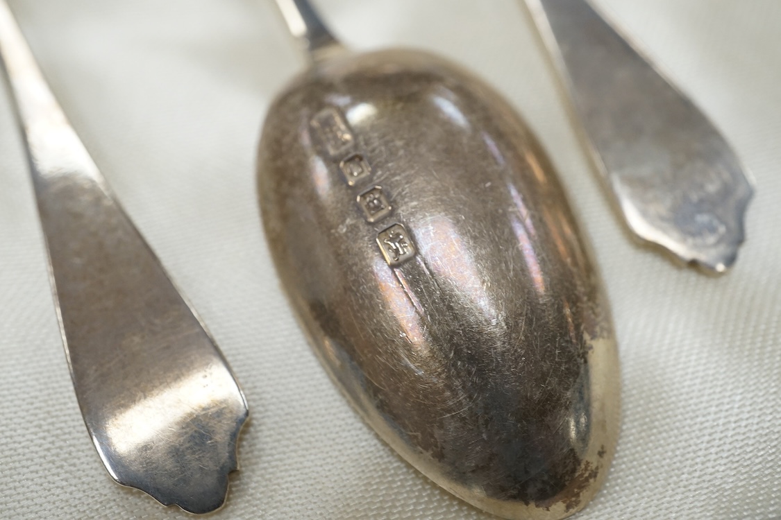 A collection silver to include a modern commemorative Britannia standard dish, cased, a cased set of six George VI teaspoons and other sundry flatware.